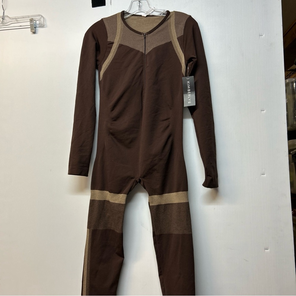 Brown Jumpsuit with Tan Accents